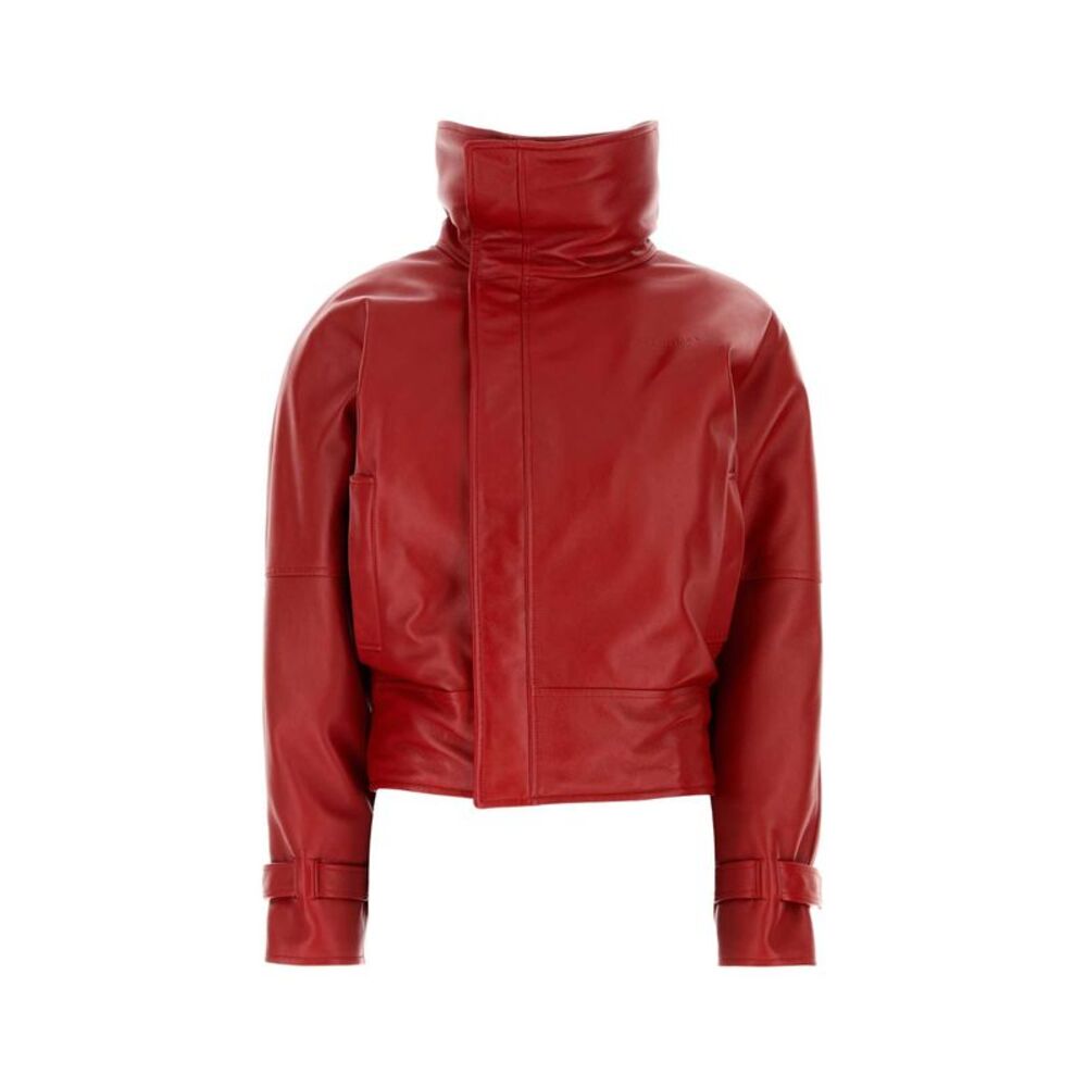 Balenciaga Women Red Leather Jacket